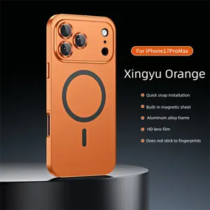Classic Anti-Fall Alloy Aluminum Metal Frame MagSafe Magnetic  Phone Case for iPhone 17 Air 17Pro 16 15 14 Plus 13 12 Pro Max Ultra Thin Phone Cover with Full Coverage Lens Protector Support Wireless Charging Durable Shockproof Casing