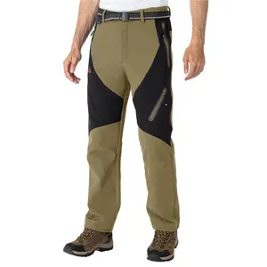 GOPUNE Men's Fleece Insulated Winter Pants Fleece Lined Ski Snow Pants Water Resistant 4 Zip Pockets For Outdoor and Work Pants