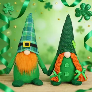 St Patricks Day Decorations Handmade Plush Shamrock Gnome Leprechaun Doll Tomte Nisse Figurine Ornaments for Home Office Table Centerpiece Irish Saint Patricks Day Gift