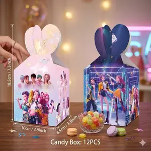 12pcs Kpop Idol Style Printed Cardboard Candy Boxes, Party Event Packaging Supplies, Fan Meeting Favors, Celebration Distribution Containers