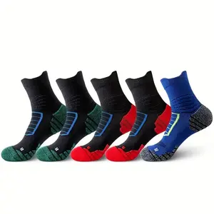 5 Pairs of Men'S Crew Sports Cotton  9-12. Elite Basketball And Professional Running . Thickened Soles for Anti-Slip And Shock Reduction. Well-Wrapped Ankles to Prevent Injuries. Arch Compression Support. Suitable for All Breathable Cushioned Soccer Socks