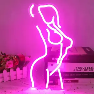 Sexy Woman Body Neon Sign Hot Pink LED Wall Light for Bedroom Bar Party or Game Room Decor Adjustable Brightness Silhouette Light for Aesthetic Home Decoration Unique Gift for Her or Couples