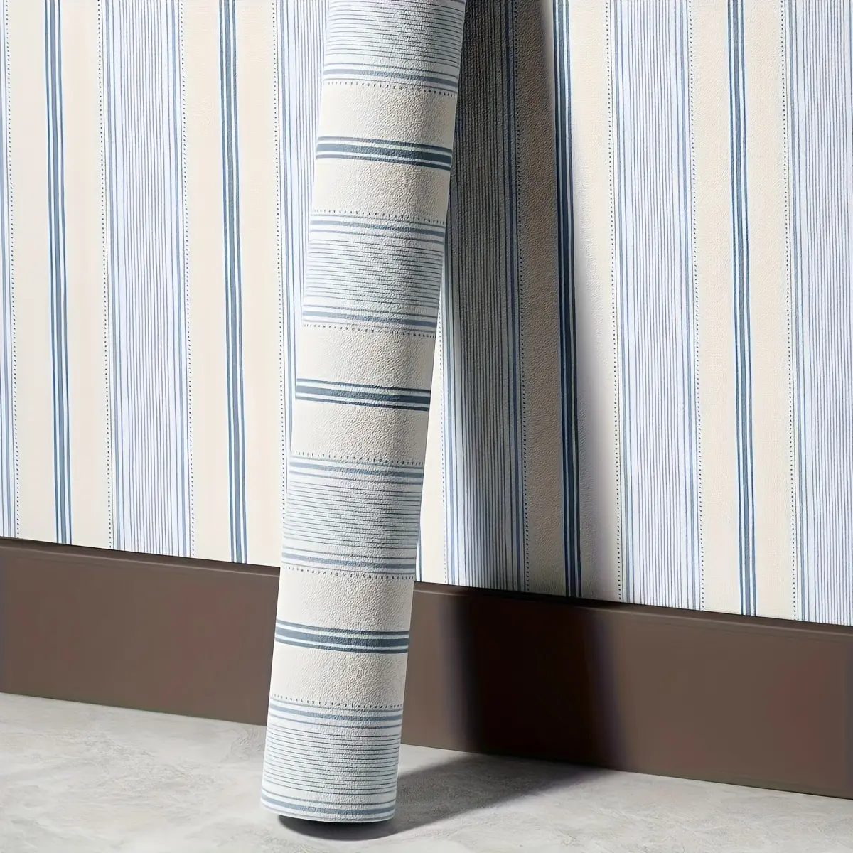 Blue Striped Self-Adhesive Wallpaper PVC, Sticky Wallpaper Peel And Stick, Peel And Stick Wallpaper Designs, Cuttable Closet Sticker Drawer Decal, Furniture Renovation Rental House Upgrade