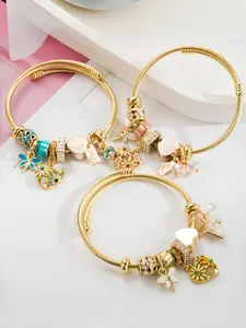 Cute Heart & Flower & Butterfly Design Beaded Bracelet, Fashionable Jewelry for Women & Girls, Trendy All-match & Exquisite Jewelry for Birthday Gift