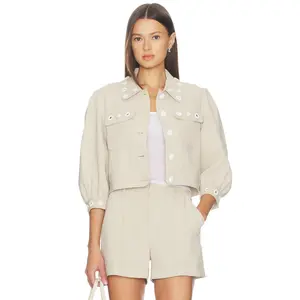 Cinq a Sept Crochet Mirrors Gilliana Jacket in Khaki & Ivory
