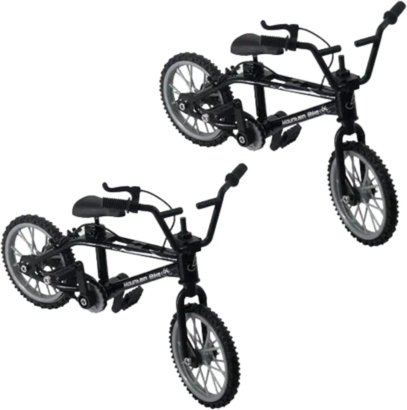2Pcs Black 1/18 Diecast Bike Action Figure Toy,Mini Finger Mountain Bike Bicycle Art Crafts Desktop Decor Finger