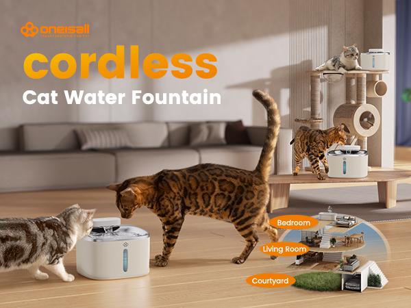 oneisall Wireless & Stainless Steel Cat Water Fountain, 3.5L/118oz Automatic Cat Water Fountain,304 Stainless Steel,Cordless & Rechargeable with Motion Sensor and Low Noise