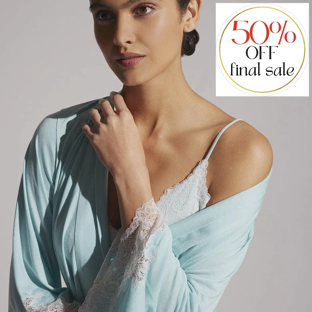 Natori Luxe Shangri La Robe E74056 in Wave Blue