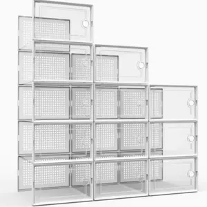 12pcs Transparent Shoe Box Set, Thick Plastic Multi-Layer Storage Boxes, Home Organizer, Wholesale Bulk Buy, Durable Shoe Rack
