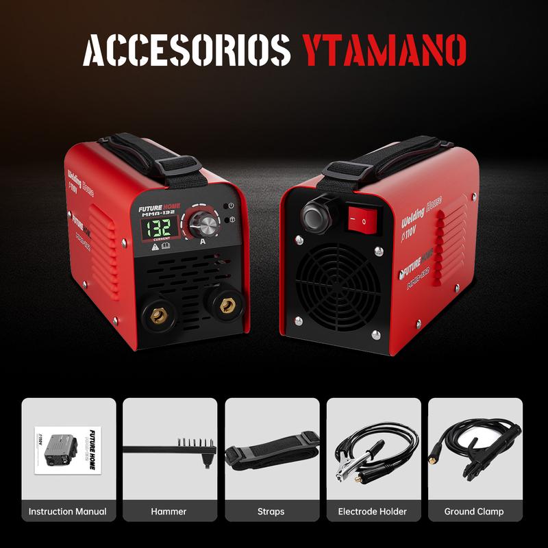 132A Mini Portable Welding Machine AC 110V Smart Conversion LED Display Digital MMA Arc Welder with Over-heating Protection & Easy Carry