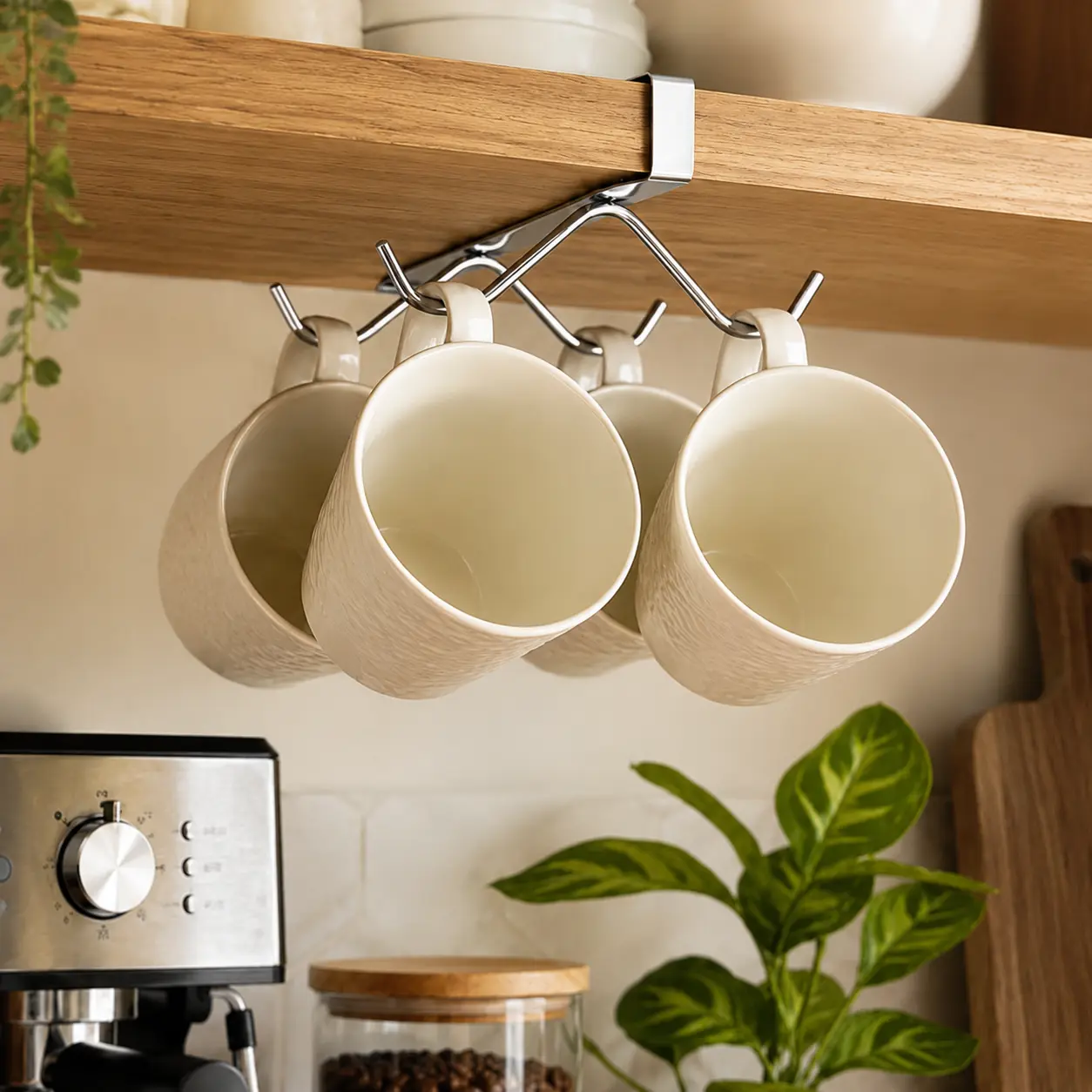 Under-Shelf Mug Holder with 6 Hooks Under-Shelf Mug Holder with 6 Hooks