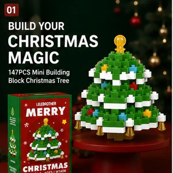 Christmas Tree Building Blocks Set, 147 Pieces Mini Christmas Tree Building Kit for Kids Ages 6+, DIY Holiday Decoration Toy