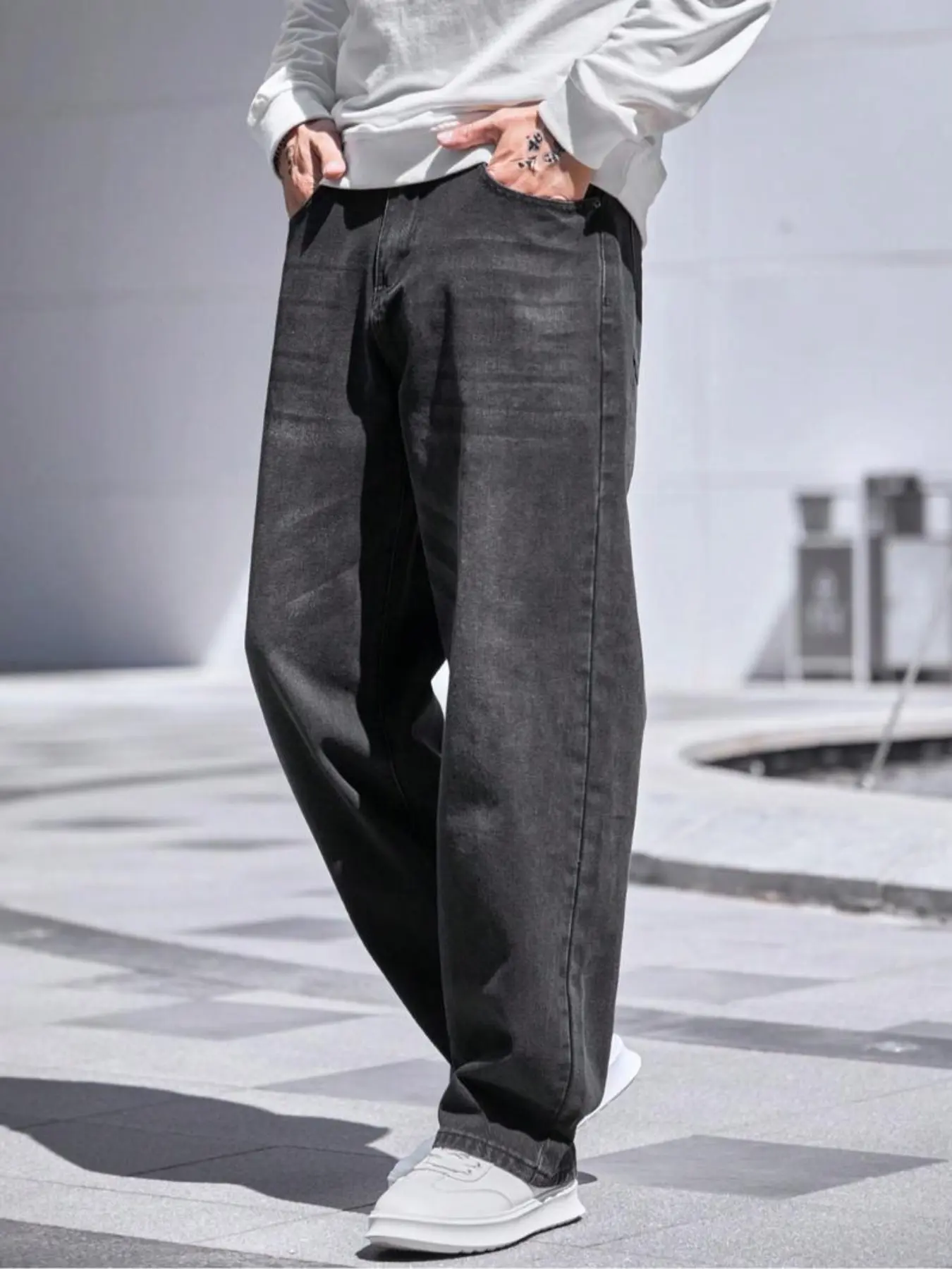 Men's Y2K Trendy Denim Jeans Pants, Classic Loose Fit Jeans, Non-Elastic Casual & Formal Wear, Durable Fabric, All Season Streetwear Fashion, Menswear