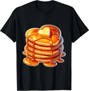 100% Cotton Pancakes and Syrup Valentine's Day Heart Pancake lovers T-Shirt