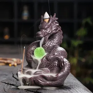 Dragon Shaped Backflow Incense Burner with LED Light, 1 Count Creative Incense Holder, Home Fragrance Holder for Living Room Bedroom Office, Scented