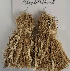 Light Brown & cream short tassel earrings