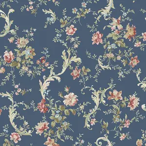 Vintage Peel-And-Stick Floral Wallpaper, Bohemian Style, Light Blue/taupe, Removable Self-Adhesive, for Bedroom, Cottage, Kitchen, 17.3x118in, Vinyl Flower
