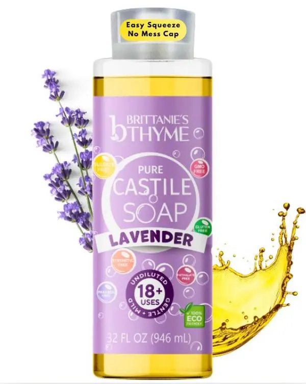 Brittanie’s Lavender Castile Soap All-Natural Multi-Use Cleanser | Face, Body, Hair & Home | Plant-Based, Deep Cleaning, Refreshing Lavender Glow | Family Made, Small Batch, USA Crafted