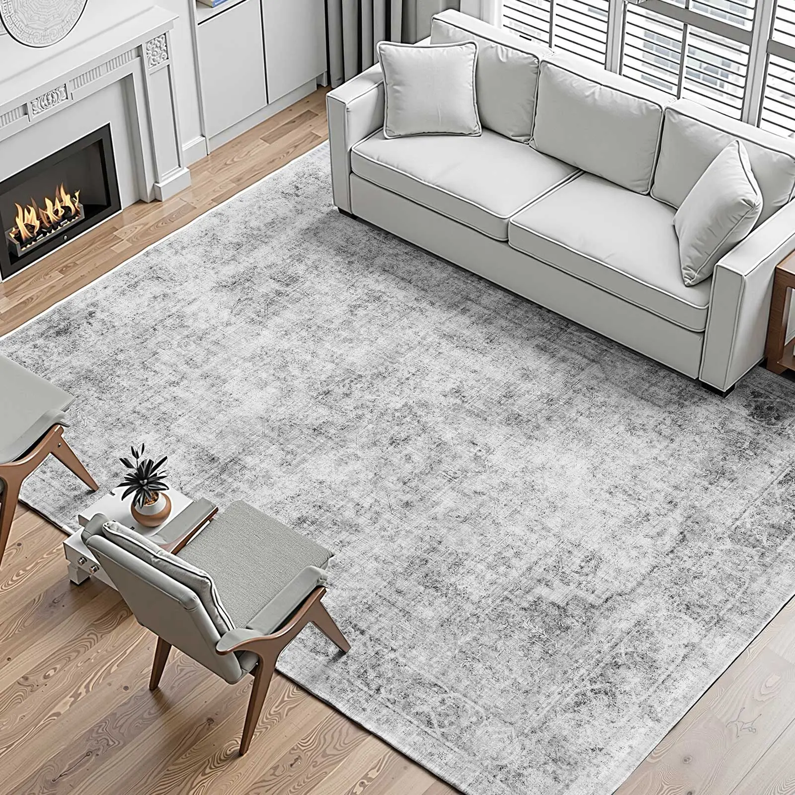 【SummerFinds】VEVOR Area Rug, 9 x 12 ft Large Washable Boho Rug, Non-Slip and Tear-Resistant Soft Carpet, Pet Friendly Bohemian Area Rugs, Indoor Mat for Bedroom, Living Room, Office, Gray