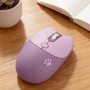 MOFii M3AG Cat Ear-Shaped Wireless Mouse, Purple Silent USB Mouse with Cute Appearance, Universal for Desktops/Laptops (Batteries Not Included)