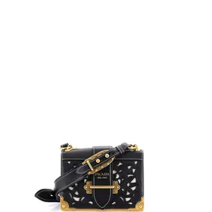 Pre-owned PRADA material Messenger Bags Cahier Crossbody Bag Studded Laser Cut Leather Small by Rebag