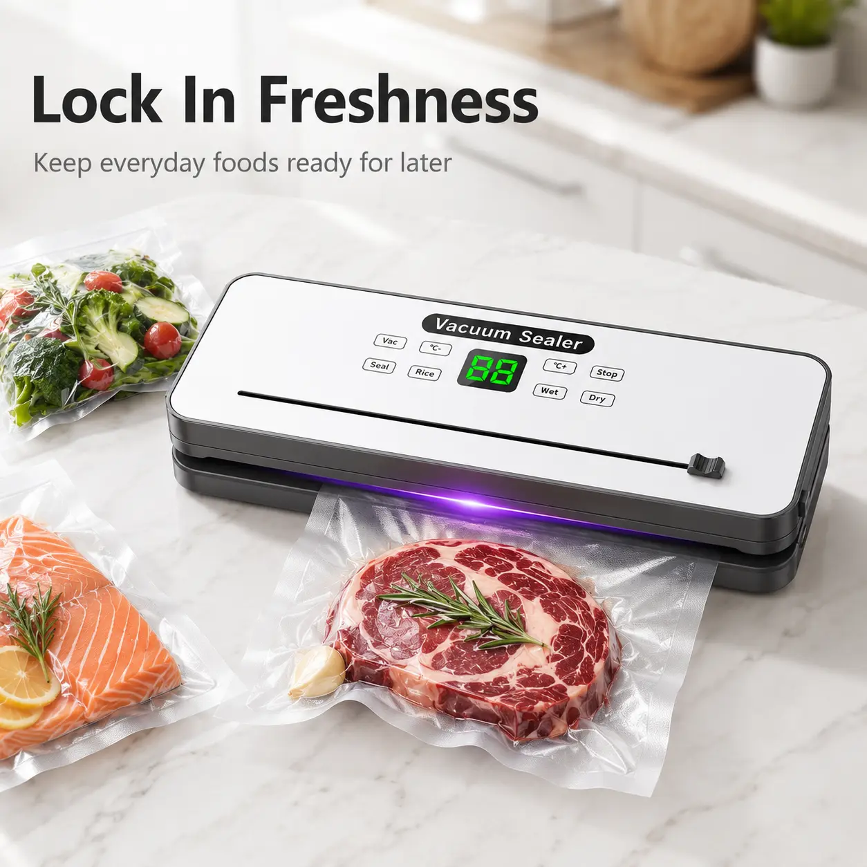 Compact Vacuum Sealer for Food 75KPa +10 Vacuum Bag,,Dry & Moist Modes,Adjustable Heat Control,Lock In Freshness,Powerful Vacuum Sealer Machine, External Pumping Function,Built-In Bag Cutter,Portable Food Sealer,handheld,Auto,snack,Automatic,,sell,plastic