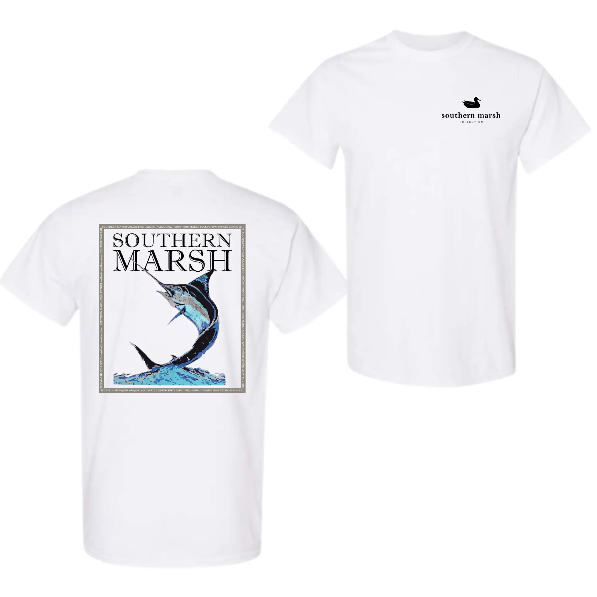 Men's Marlin Graphic T-Shirt, Vintage Style Coastal Angler Tee in Soft 100% Cotton, Short-Sleeve Round Neck Top, Shortsleeve, Unisex, Deep Sea Fishing, Coastal Adventures, Vintage Marlin Graphic, Bold Graphic