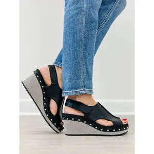 Corkys For Keeps Wedges in Black Combo 2