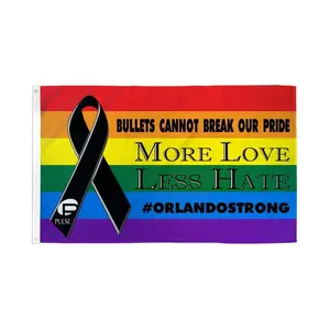 3x5ft Polyester Rainbow Flag with Black Ribbon, Dye Sublimation Print Banner for Home, Festive Party Backdrops, Banners