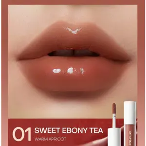 MISTINE Sweet Ebony Tea Lip Gloss Long Lasting, Moisturizing Lipstick, High Pigment With Dewy Finish, Non-Sticky, Smudge Proof, Transfer Proof, Lightweight Feel 1.3g 1 Pack