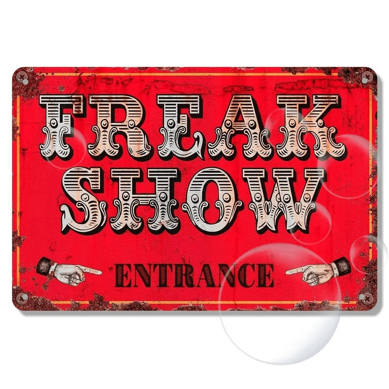 Horizontal Iron Sheet Painting Vintage Freak Show Circus Themed Hanging Plaque Decoration Metal Sign Ideal for Kitchen Dining Room Bar Cafe Garage