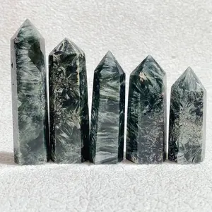 Seraphinite High Quality Crystal Tower Reiki Energy Wand Home Decor Meditation Spiritual Crystal Gemstone