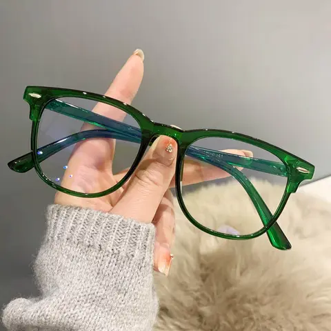 Women's Cute Green Frame Anti-blue Light Glasses, High Quality Eyeglasses, Trendy Cat Square Frame Stylish Square Frames Eyeglasses for Everyday Use, Fashion Accessories for Outdoor Activities, Fashionable Frames Glasses, High Quality Eyewear