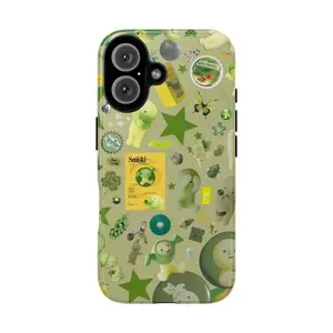 Green Baby Smiski Phone Case, Cute Smiski Aesthetic Cover, Compatible with iPhone 11-17 Pro Max/Plus and Samsung Galaxy S23-25