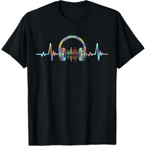 100%cotton Heartbeat Headphone Tie Dye Sound Lover Engineer Producer DJ T-Shirt