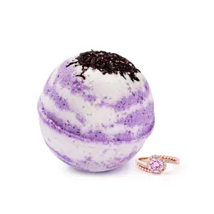 Berry Hibiscus 10oz Jewelry Bath Bomb - Natural Color Bath Bomb with Peach and Grapefruit Notes