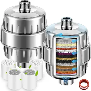 2 Pcs Shower Filter with 4 Pack 20 Stage Shower Filter Replacement, Heavy Duty Water Softener to Remove Chlorine, Fluoride, Heavy Metals, Iron, Improve Your Skin and Hair