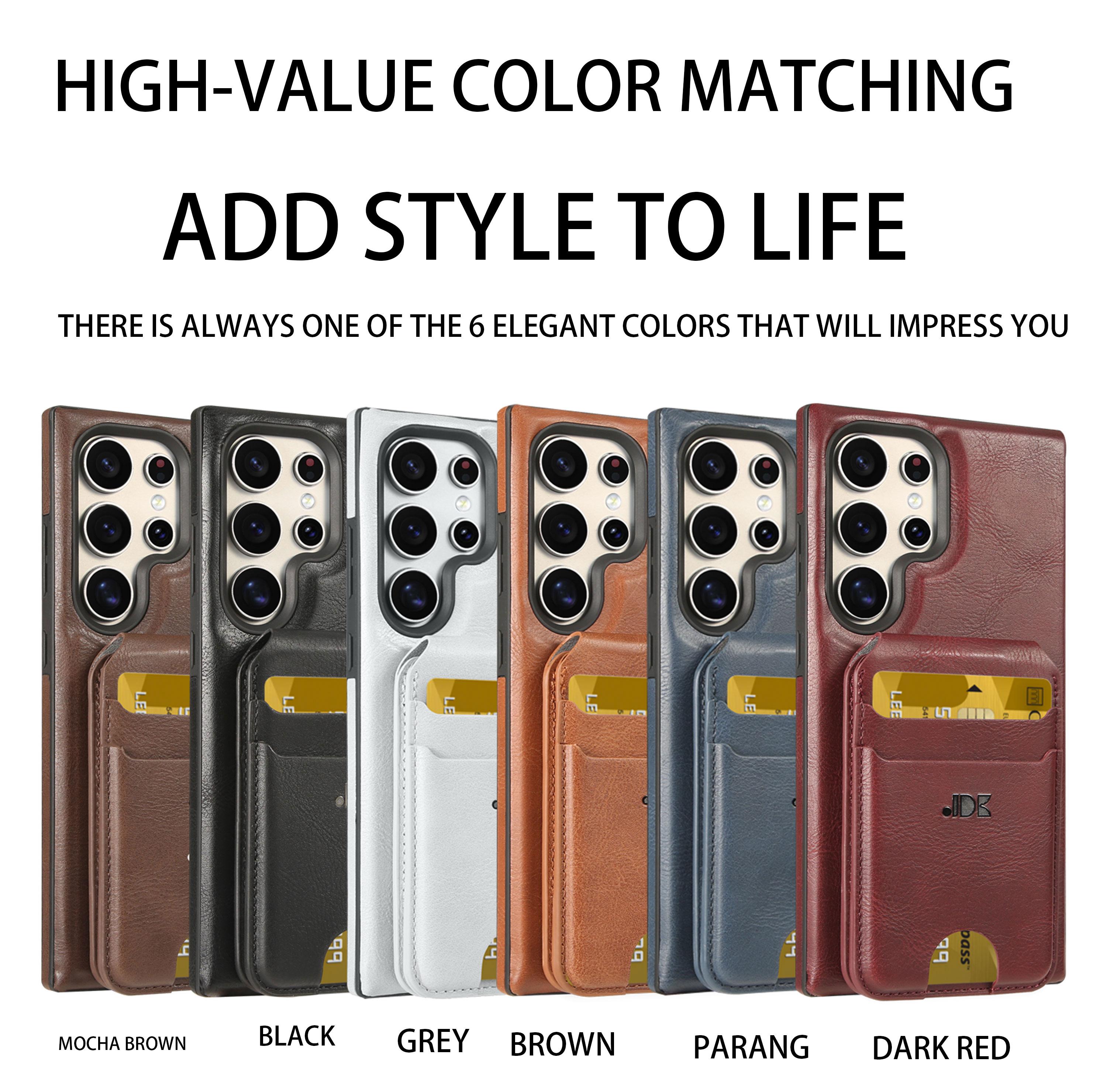 New Leather Business Magnetic Detachable Card Bag Stand Case For Samsung S24Plus/S23Ultra/S24/S23/S24Ultra Full Shockproof Card Slot Protective Cover For Men And Women