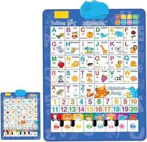 Bilingual English & Spanish Interactive Alphabet Wall Chart (2026 Model) – Talking ABC Letters, Numbers 123 & Music Learning Poster – Educational Toy for Toddlers & Kids Ages 3+
