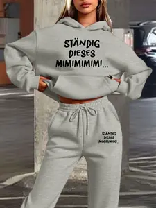 Spring Early Spring German Humorous, Casual Fitted Graphic Pattern, Loose Fit, Comfortable Daily Wear