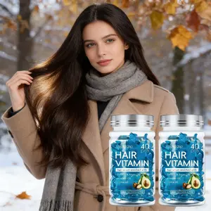 2 Bottles × 40 Capsules Hair Vitamin Oil Keratin Hair Treatment & 4 natural oils, lightweight non-greasy, nourishes hair, scalp-friendly, adds volume, for all genders.