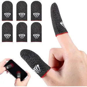 Ptwola 6 Pieces Gaming Finger Sleeves Anti Sweat Gaming Thumb Sleeve Silver Fiber Thin Mobile Finger Protectors Smooth Feel Gamer Gloves Accessories for Most Touchscreen Devices Tablet Phone