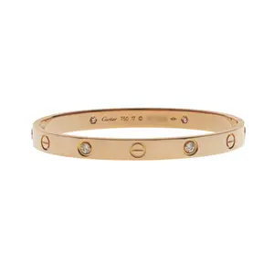 Pre-owned Cartier 4 Diamond Love Bracelet Size 20