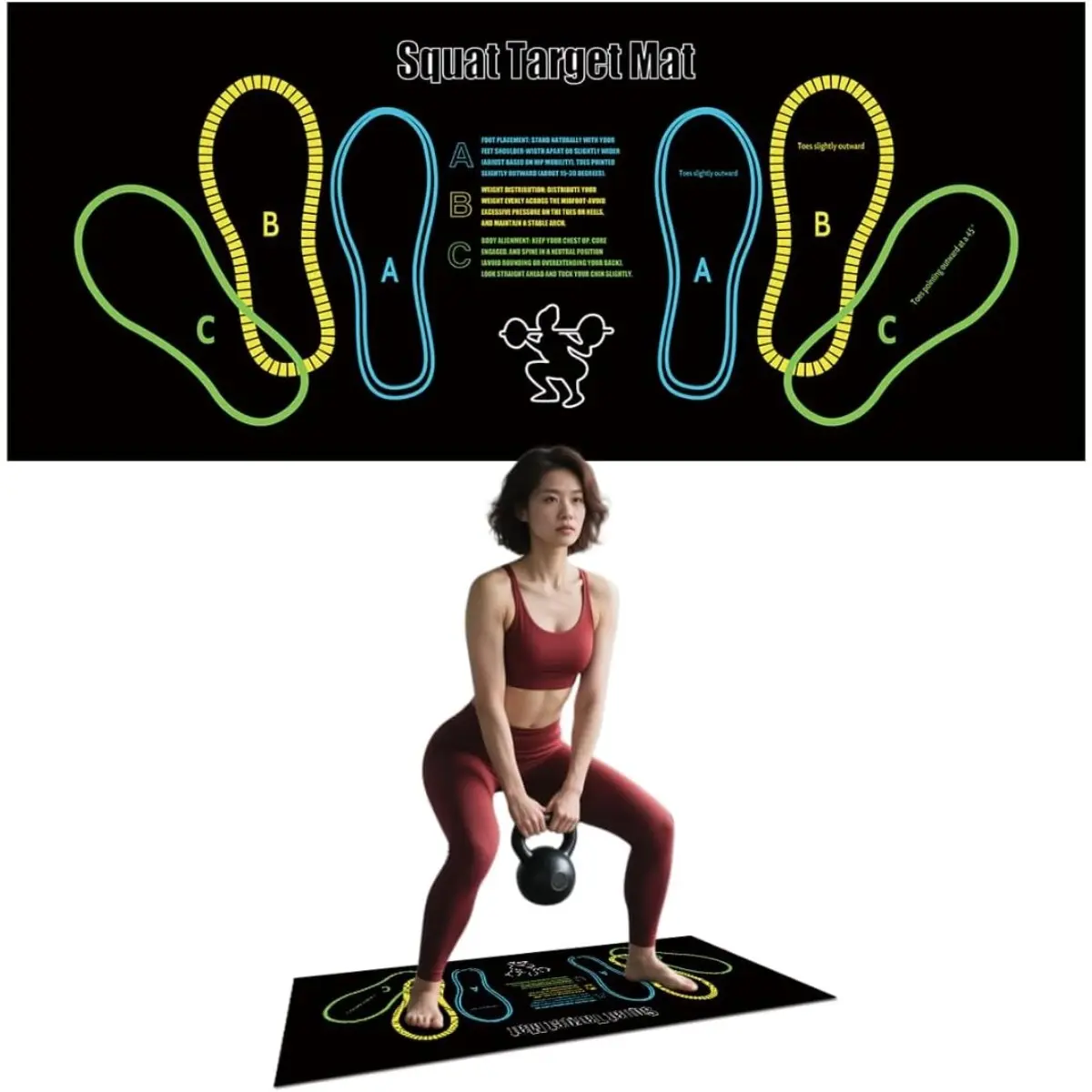TPE Foam Exercise Mat - Non-Slip Squat Guide Pad for Strength Training, Universal Lightweight Home Pilates & Workout Equipment, Joint-Protecting Accessory, Home Pilates Equipment