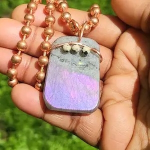 Natural Pink Sunset Flash Labradorite Necklace, Healing Crystal Necklace, Heartfelt Gemstone Jewelry Gift for Her Birthday Anniversary Wedding Anniversary Daily