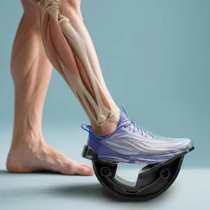 Fitness Calf Stretcher Rocker Board - Rehab & Balance Training Equipment for Plantar Fasciitis Relief, Achilles Tendonitis