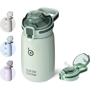BOTTLE BOTTLE Kids Water Bottles for School 12 oz Stainless Steel Water bottle with Lid Double Wall Vacuum Kids Insulated Water Bottle Keeps Hot and Cold Best Gifts (green)