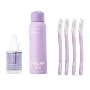 Hair Identifier Spray with Dermaplaner Set, Facial Hair Removal Kit with 4 Razors for Face Shaving and Dermaplaning.100ml Spray + 30ml Hair Inhibitor Essence, Plant-Based Formula centella  ampoule