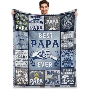 Papa Gifts from Granddaughter Grandson, Best Gifts for Papa, Best Papa Ever Gifts, Papa Birthday Gifts from Grandkids, to My Papa Grandpa Gifts for Fathers Day Christmas, Papa Blanket Gifts 60"X50", Printed on One Side with a Plain White Back, Halloween T