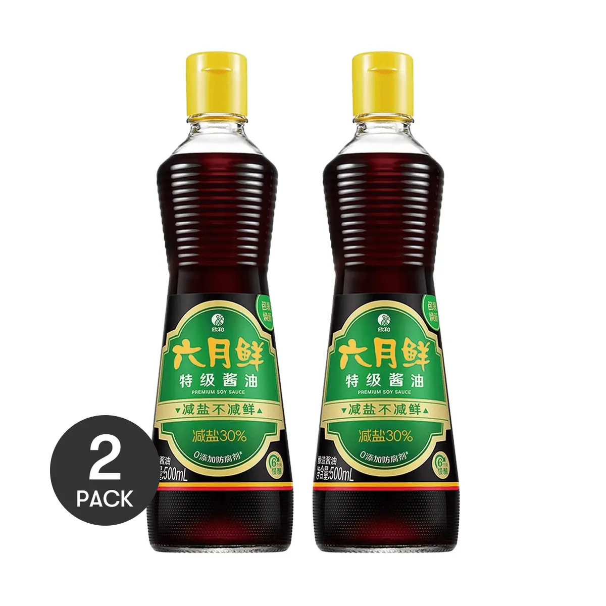 2 Pack SHINHO Liu Yue Xian Premium Soy Sauce 16.9 fl oz Each - Chinese Seasoning Condiment